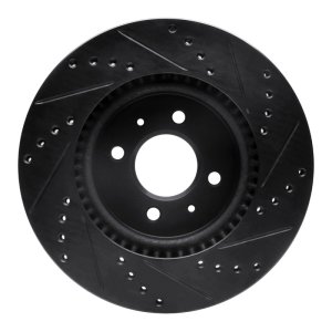 Hyundai Accent Brake Rotor (1) - Front Left - R1 Concepts - Drilled & Slotted - Black - `12-`23